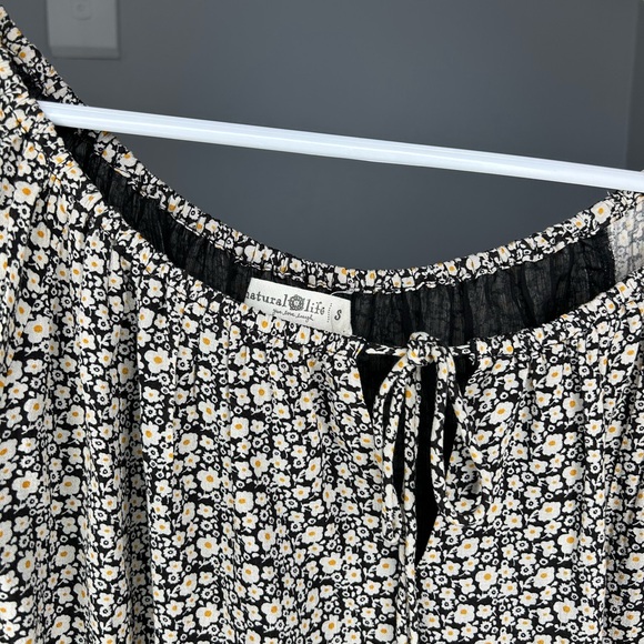 Natural life ditzy micro floral shift mini dress boho size small bell sleeve - Picture 7 of 10